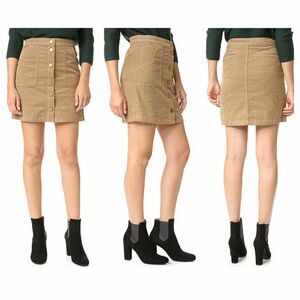 NWT TORY BURCH 6 corduroy short mini skirt beach wood tan snap front Lucitano
